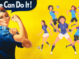 Rosie the Riveter and her soccer team- Women's Football beats Covid -19